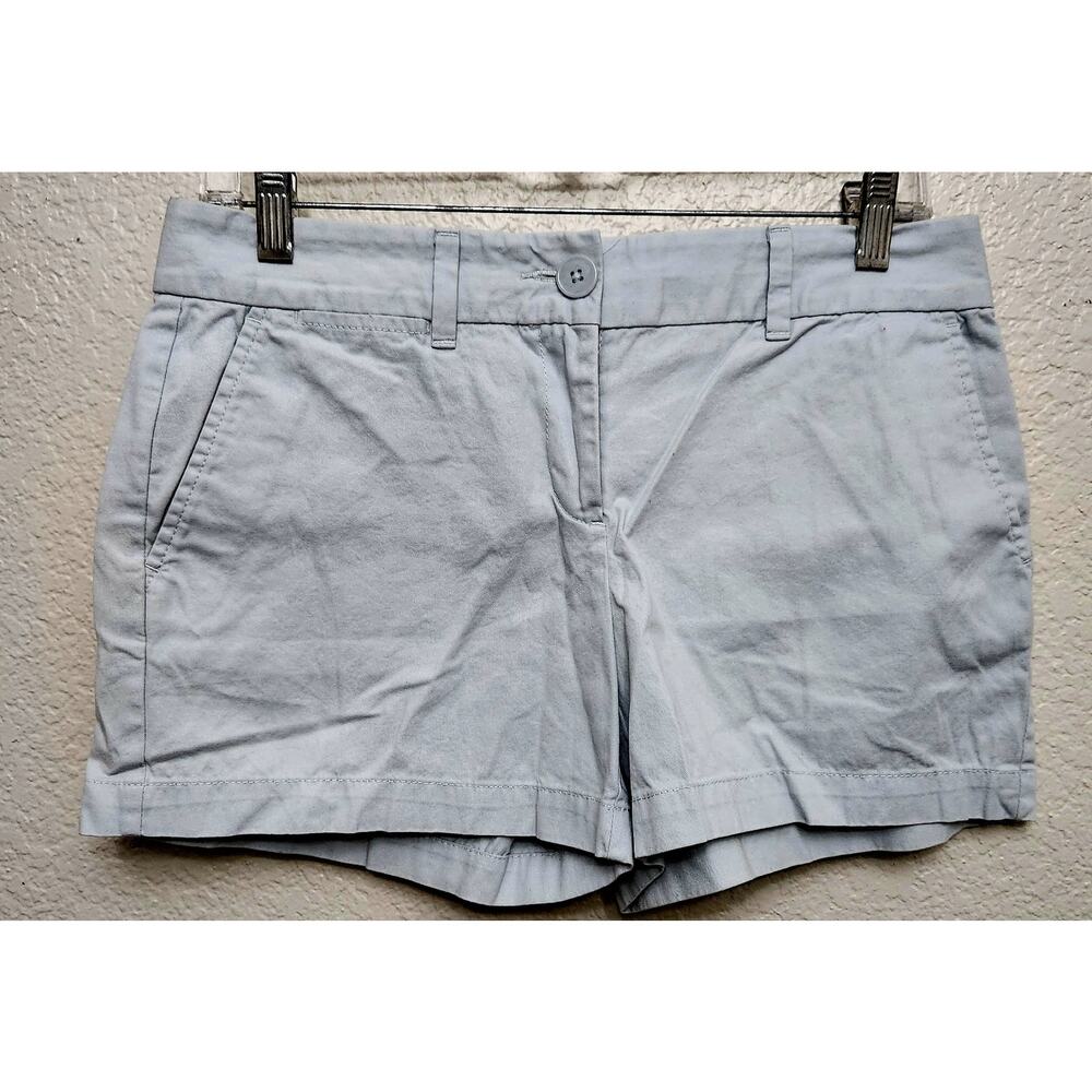 Ann Taylor LOFT Blue Green Flat Front Chino Shorts 2 Lightweight Soft Pockets